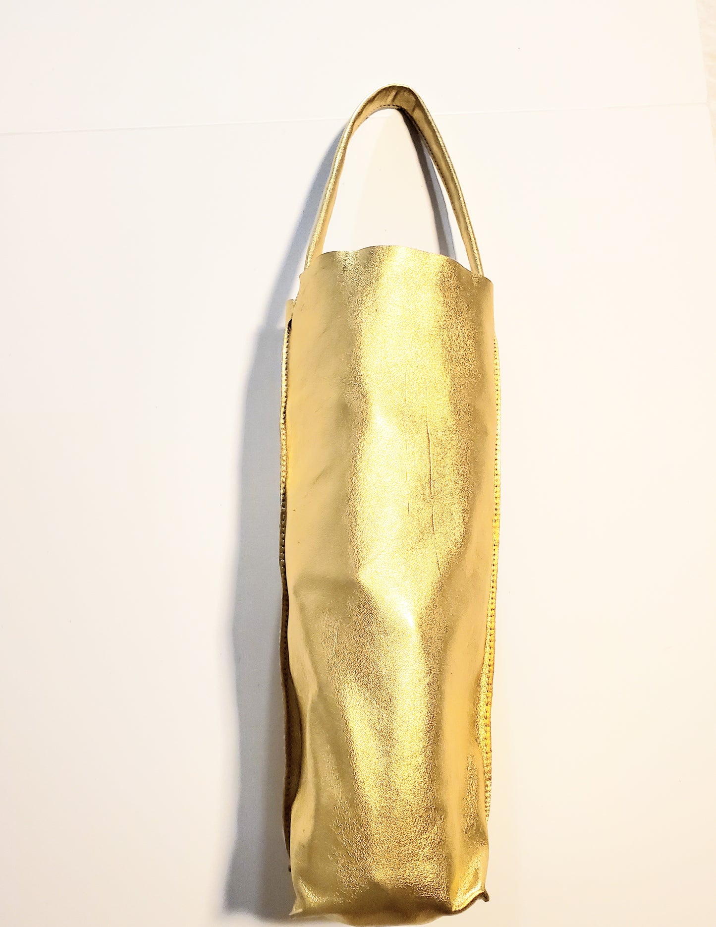 Gold leather wine bag. Made in LA