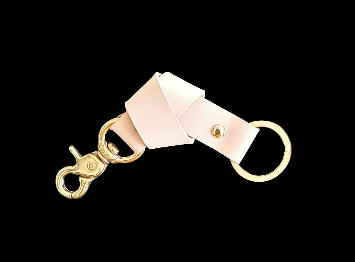 Leather Keychain with brass made in LA