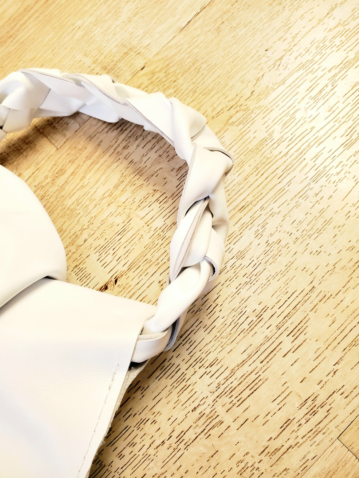 White leather braided handle. Made in Los Angeles, California