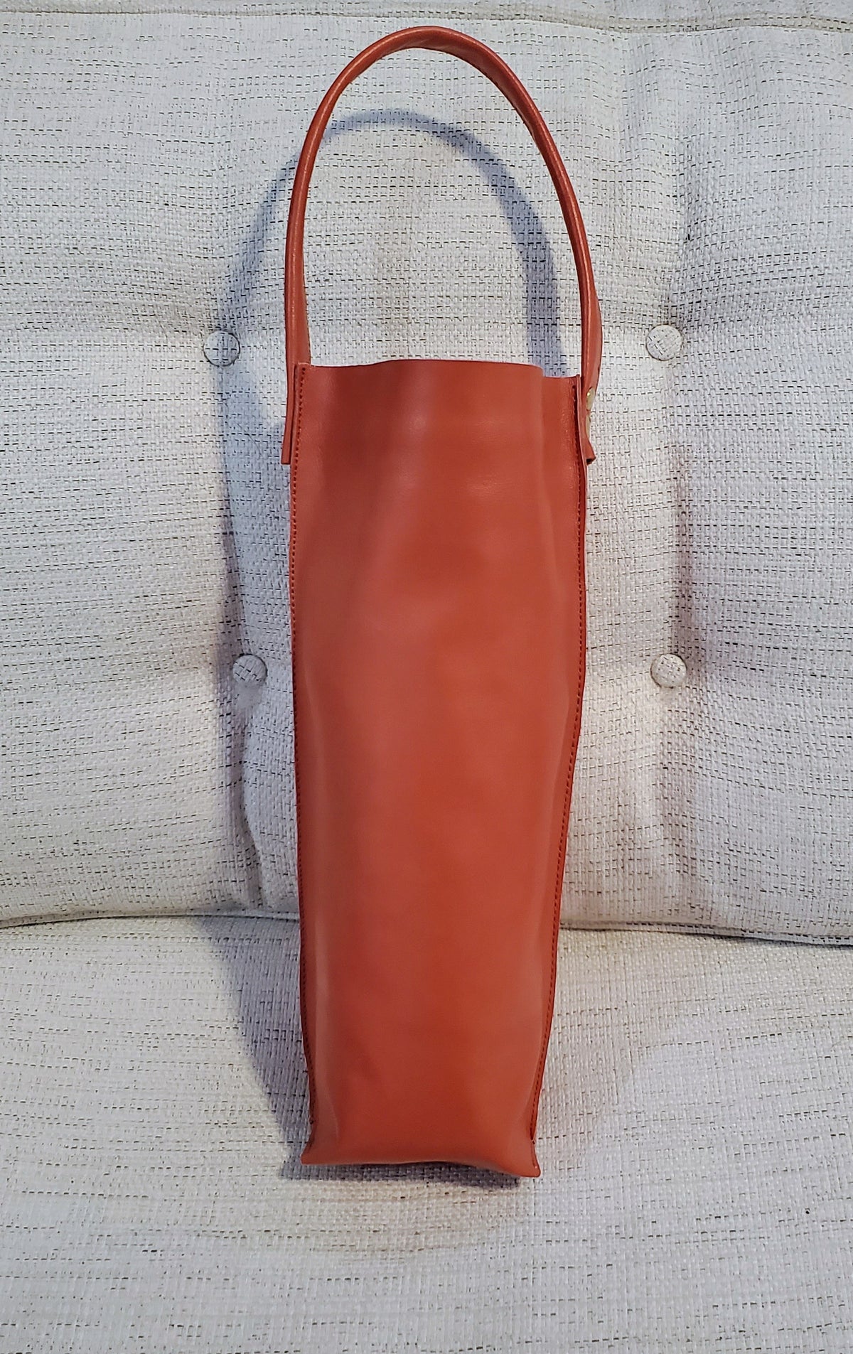 Burnt orange leather wine bag made in LA