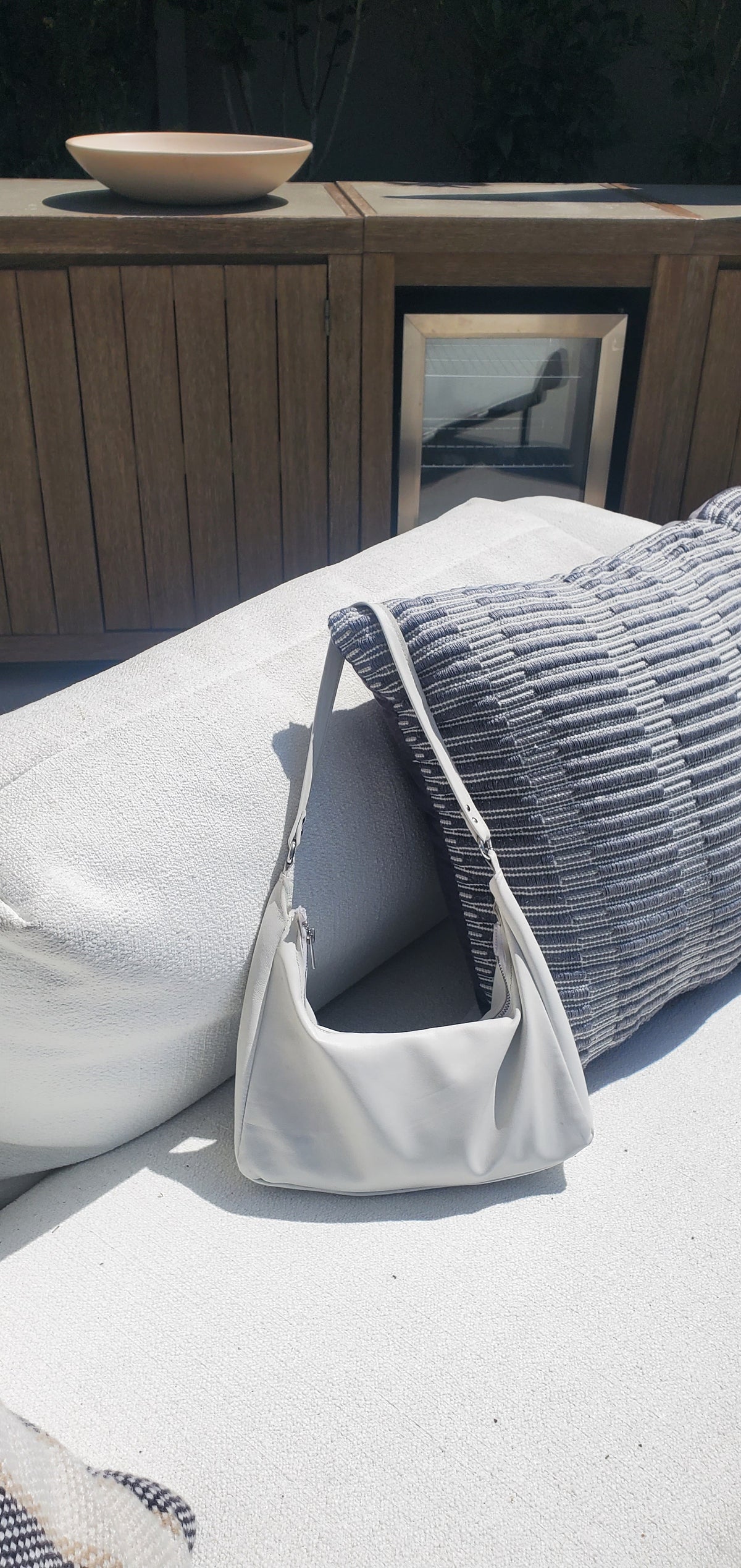 Vivian white leather bag made in Los Angeles
