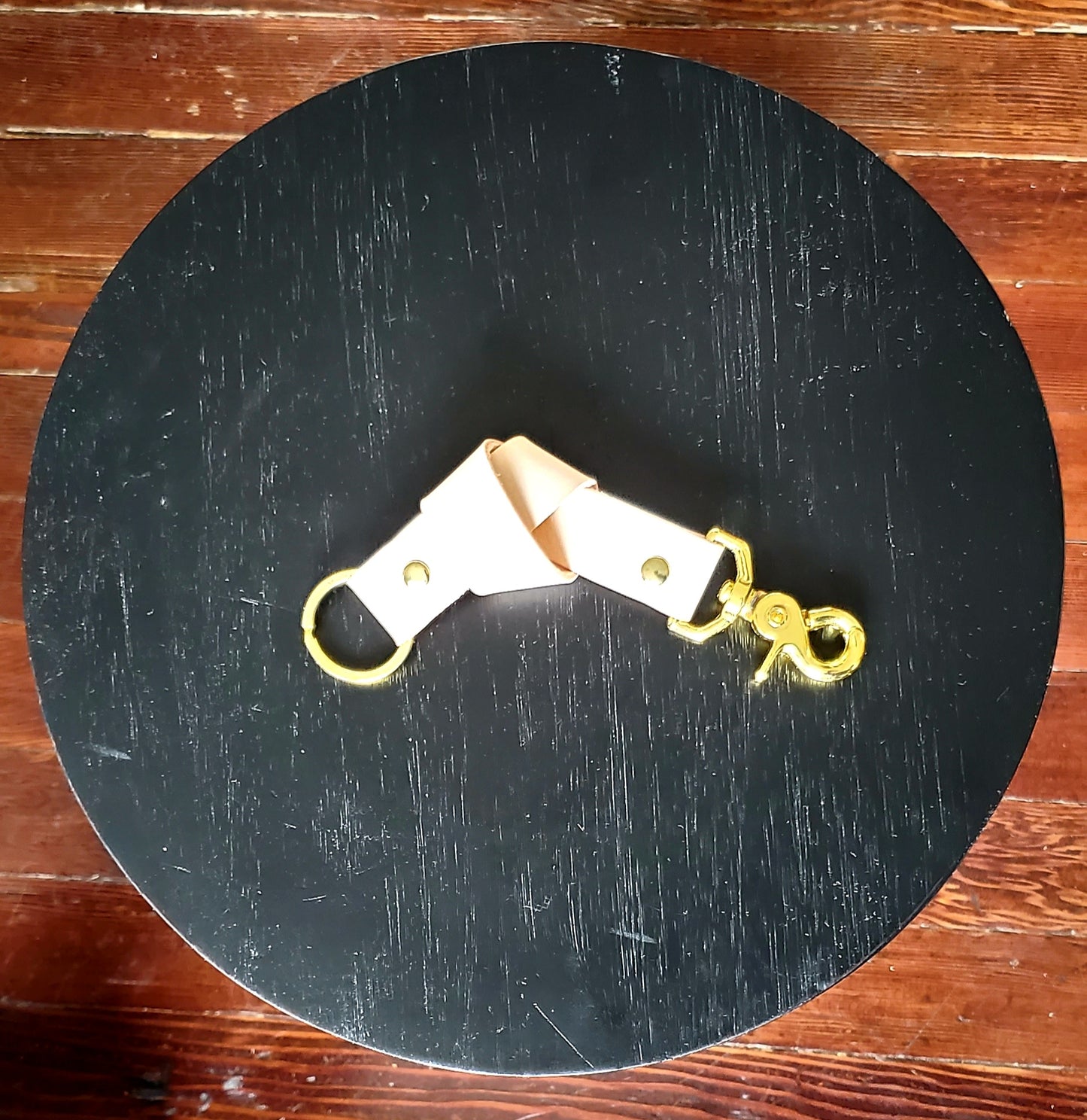 Handcrafted Leather & Brass Keychain made in Los Angeles California