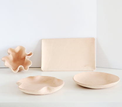 4- leather nesting bowls & tray.