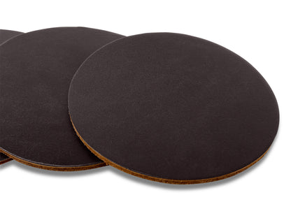Brown set of 4 leather coasters made in Los Angeles California 