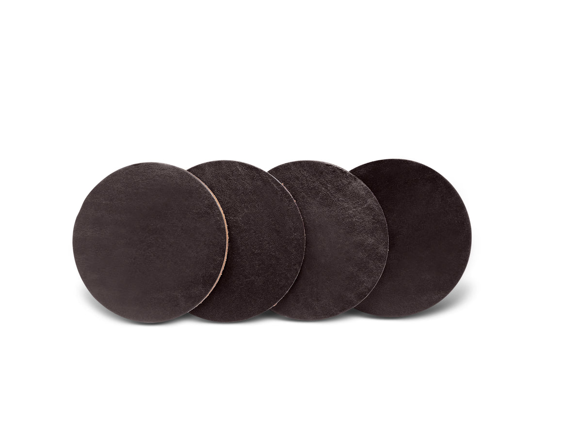 Brown leather coasters made in LA