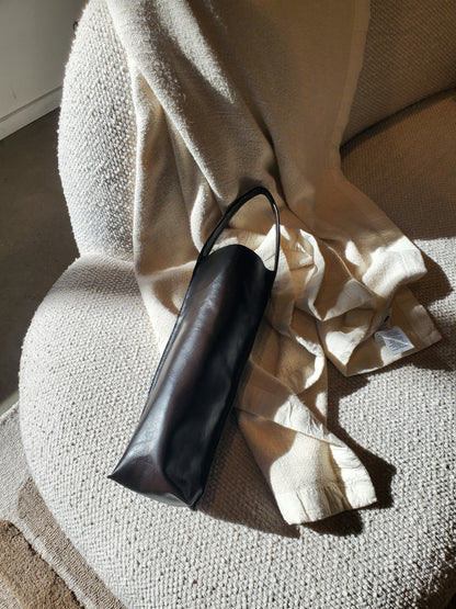 Black leather wine bag made in LA
