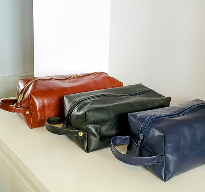 3- leather dopp kits. Made in Los Angeles California 