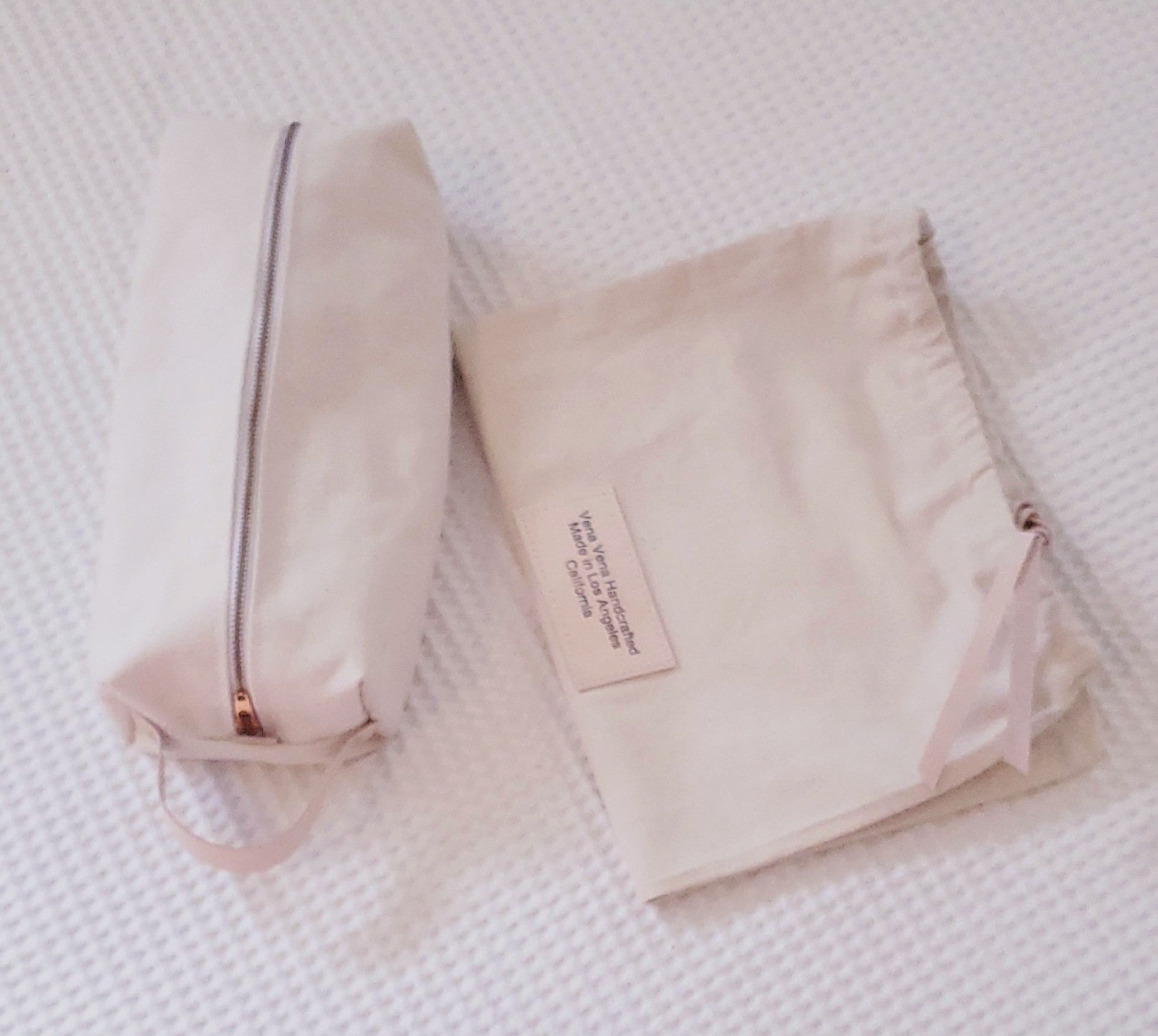 Canvas & leather travel set with shoe bag made in Los Angeles California 
