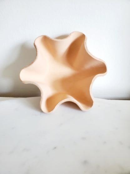 Natural leather nesting bowl. Handmade in Los Angeles California. 