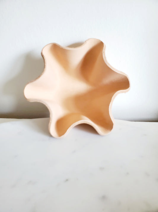 Natural leather nesting bowl. Handmade in Los Angeles California. 