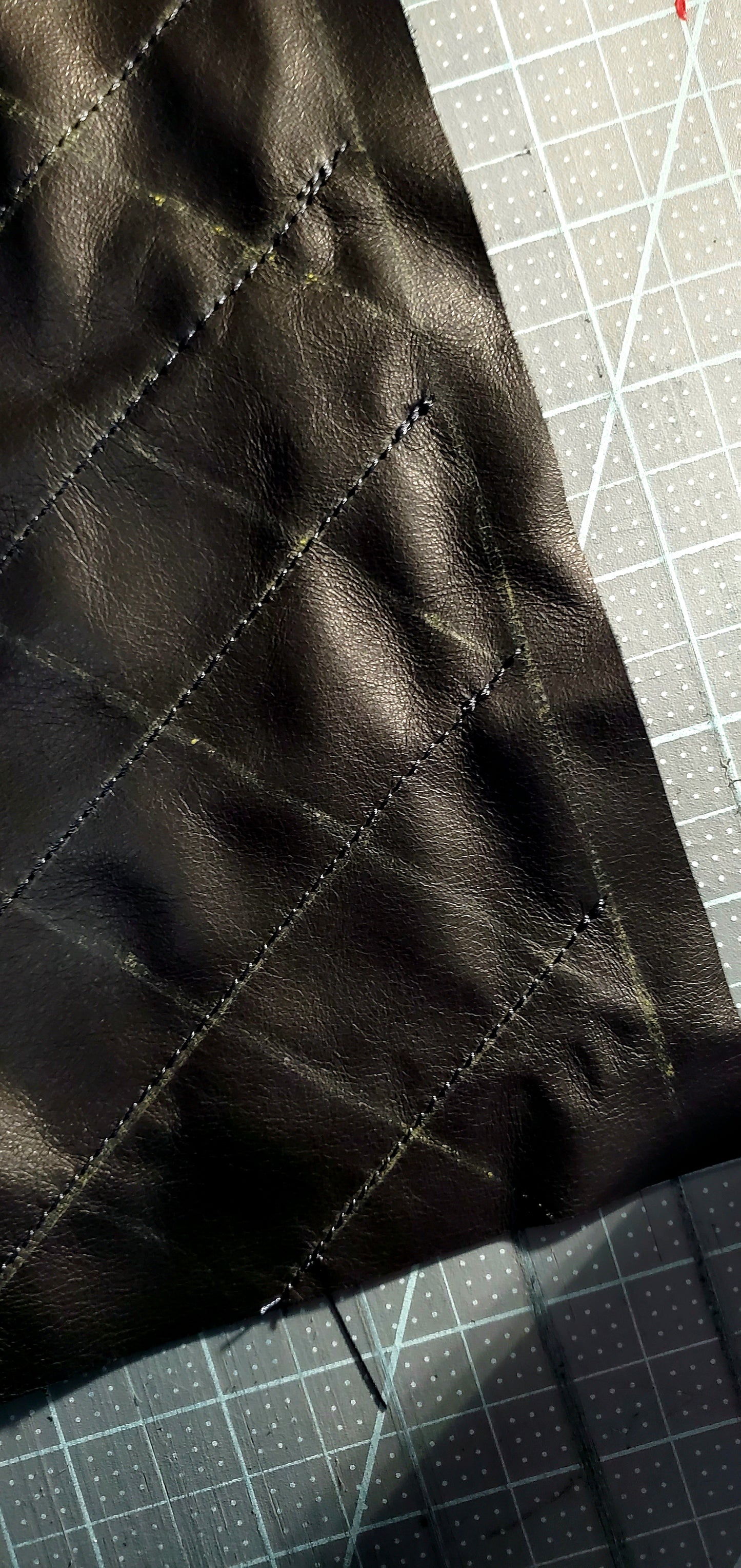 Black Leather Hand Quilting in Los Angeles California 