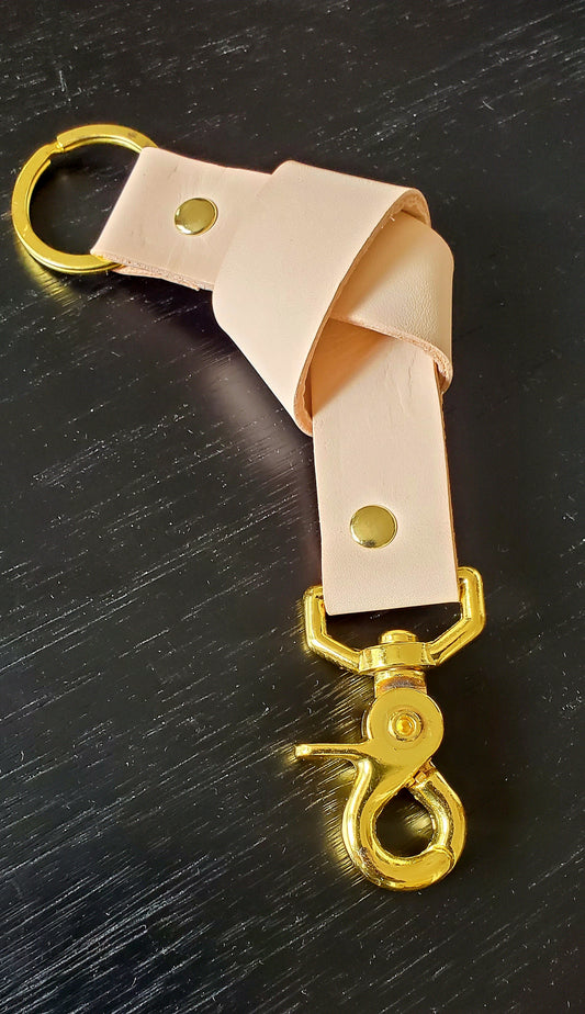 Handcrafted Leather & Brass Keychain made in Los Angeles California 