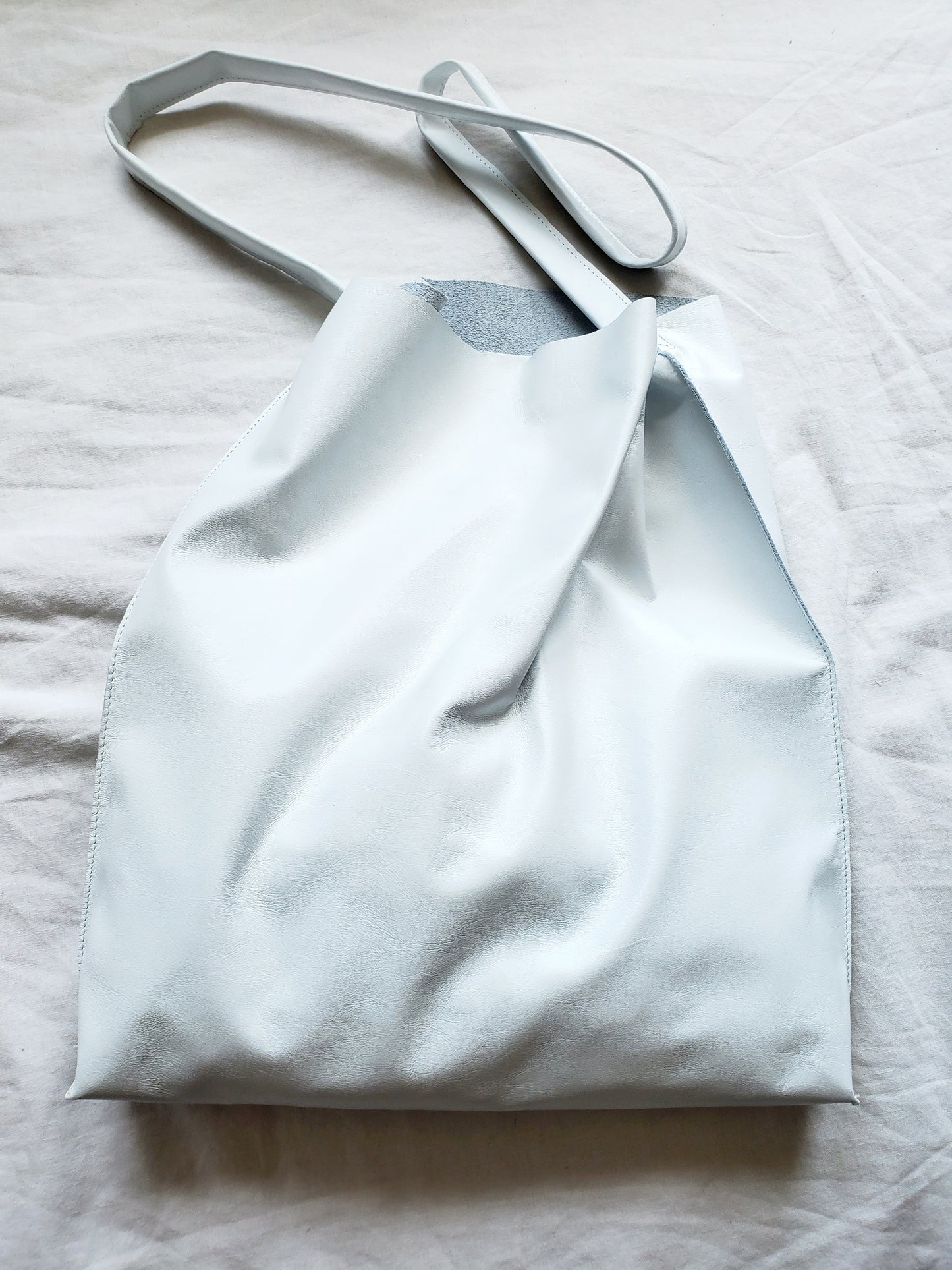 White leather tote bag. Made in Los Angeles,California