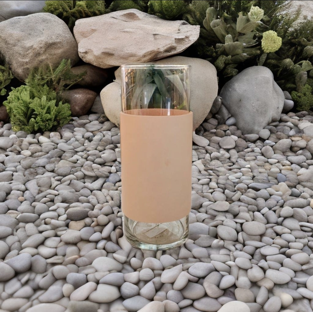 Leather wrapped vase made in Los Angeles California 
