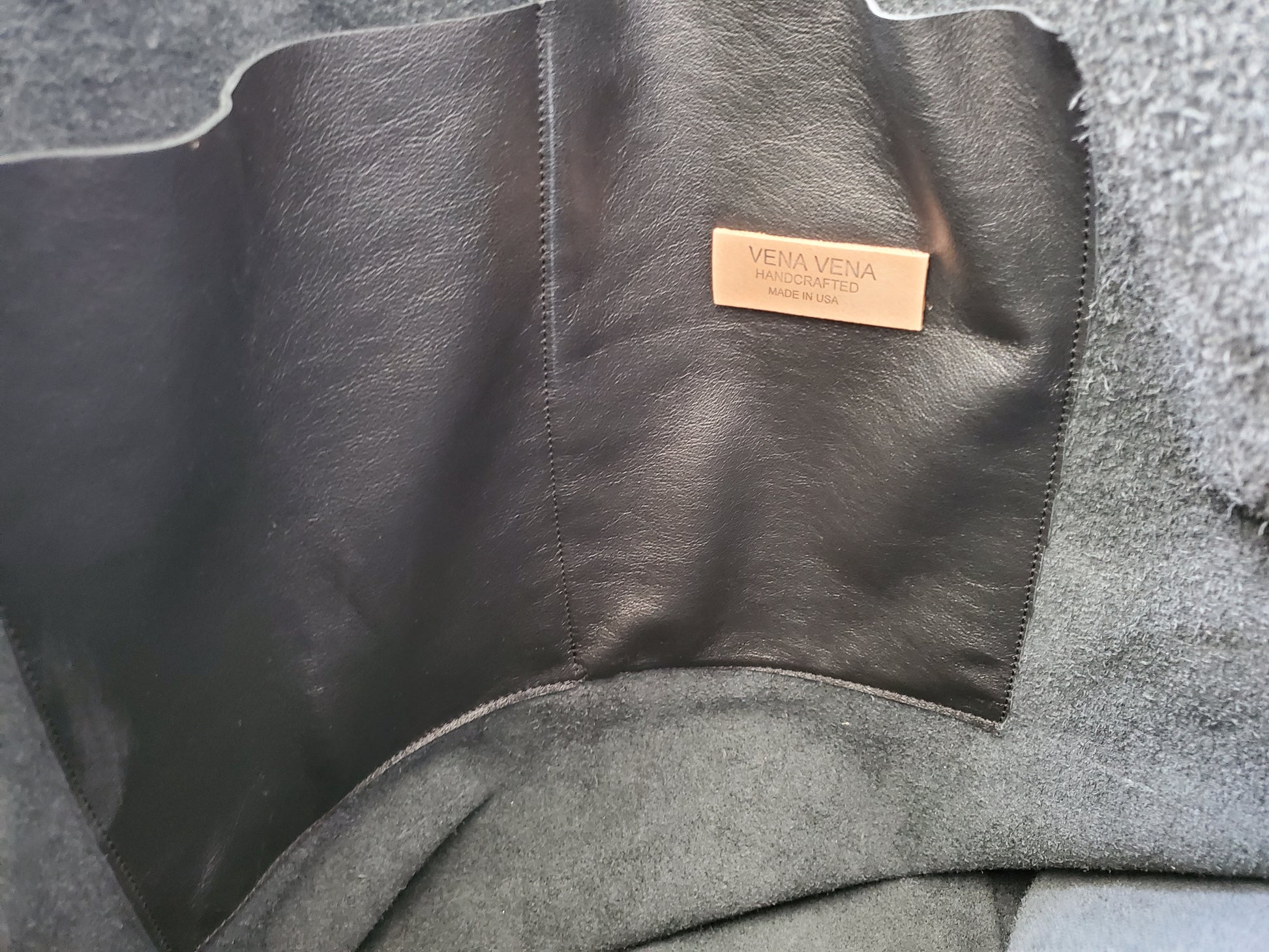 Black leather inside pockets