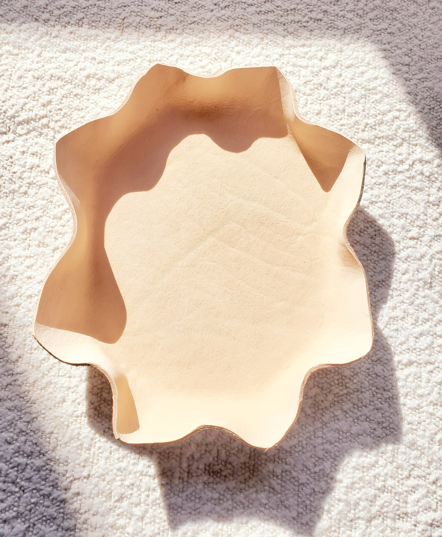 Leather wavy bowl. Handmade in Los Angeles, California